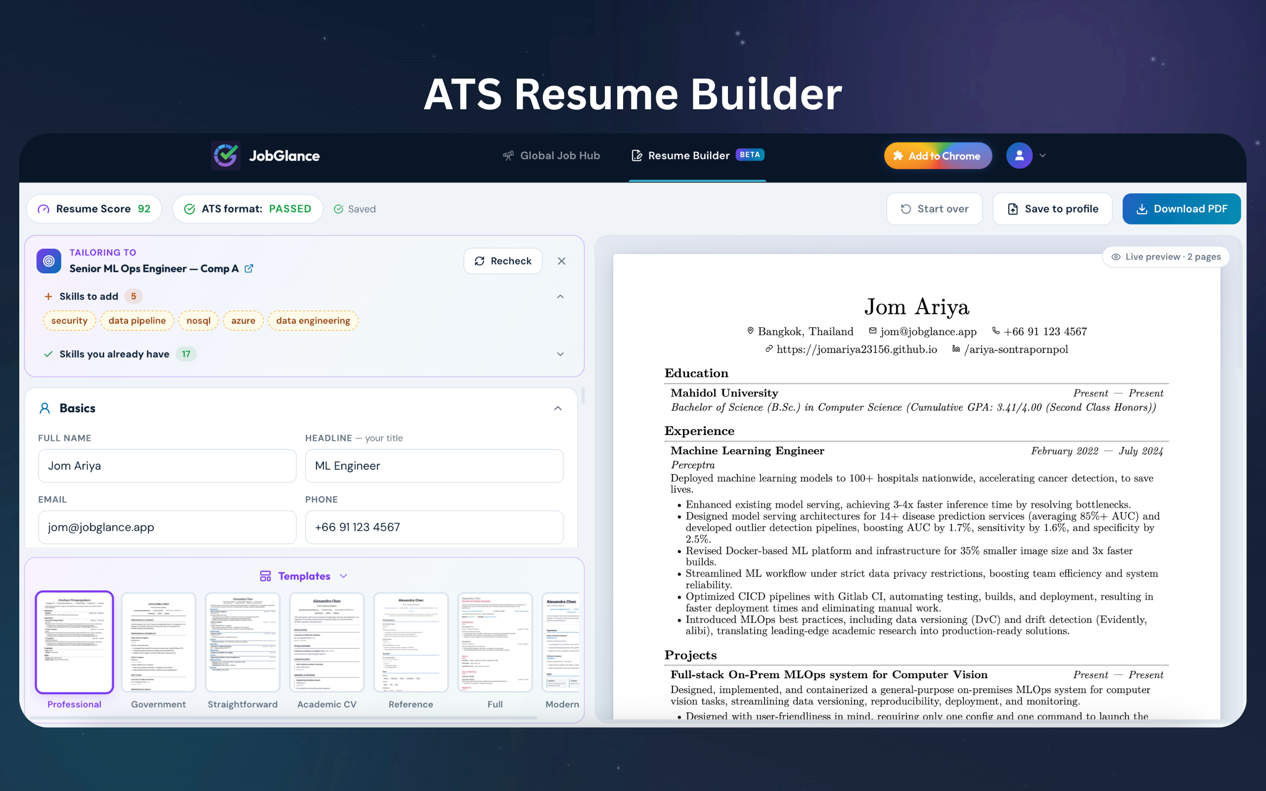 ภาพหน้าจอ JobGlance 2