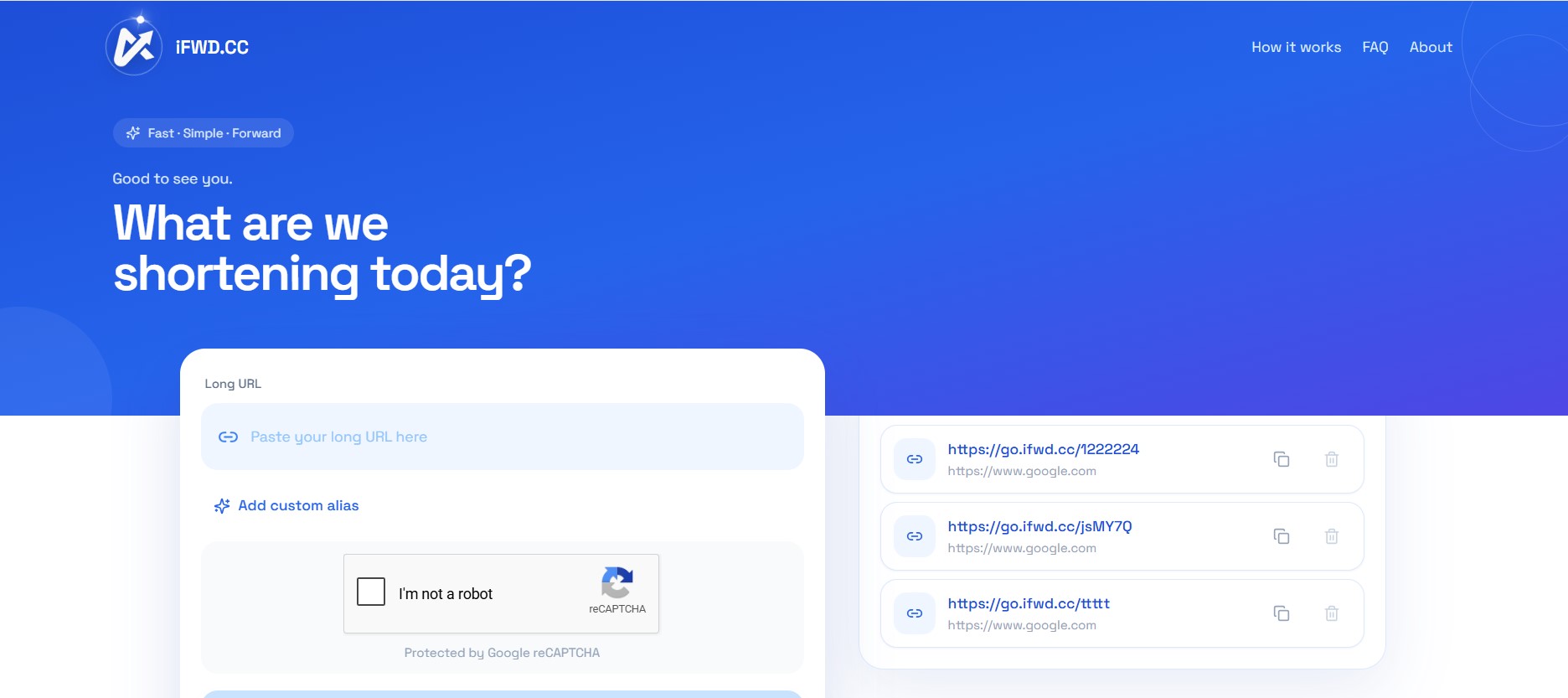 ภาพหน้าจอ iFWD - Shorten URL 1